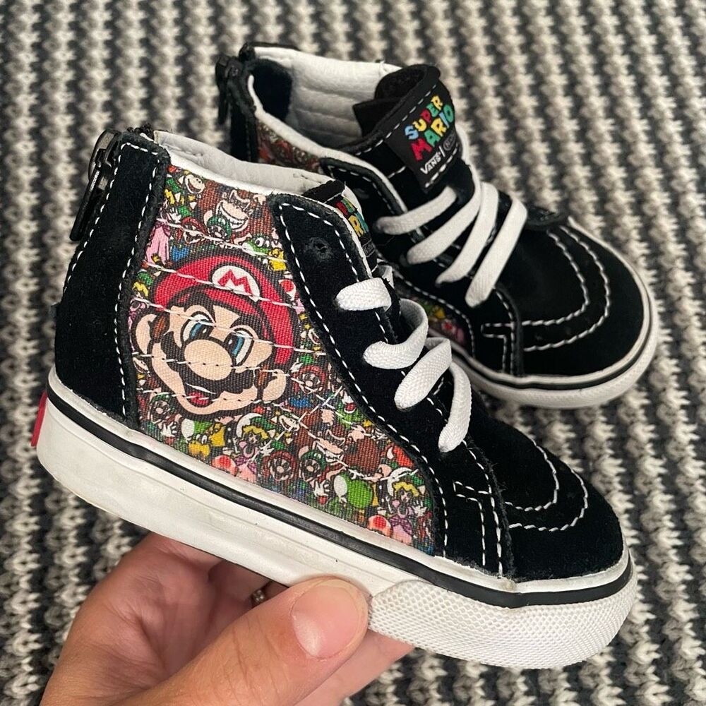 VANS Super Mario Luigi black high top baby toddler size 5